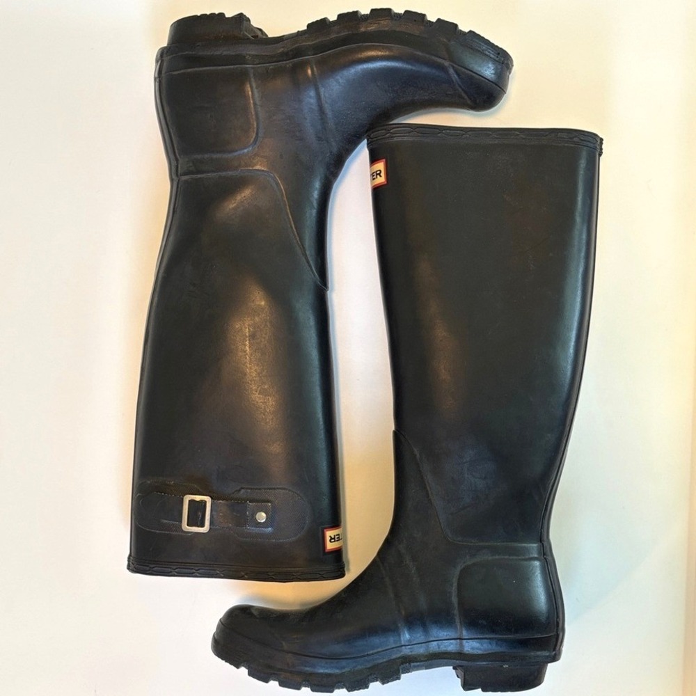 Hunter Tall Black Waterproof Rain Boots Made in Scotland EU‎ 38 US Women 7